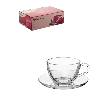 6 kişilik, fincan altlıklı çay seti, "Pasabahçe", Temel, 6 parça * 225 ml, 97948