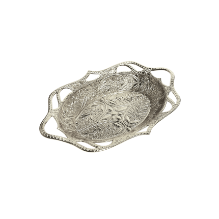 Блюдо сервировочное / конфетница серебристая, "Busem", 20х14см. Турция, LukumnDS