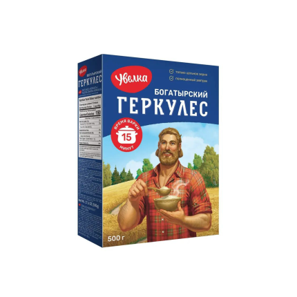 Хлопья овсяные / геркулес Богатырский, "Увелка", 500гр., YVGB-500