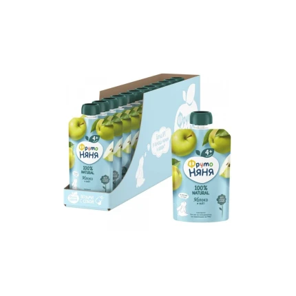 Hipoalerjenik bebek meyve püresi (elmalardan yapılmış), "Frutonyanya", 12 adet * 90 g, FNPYA-90 * 12